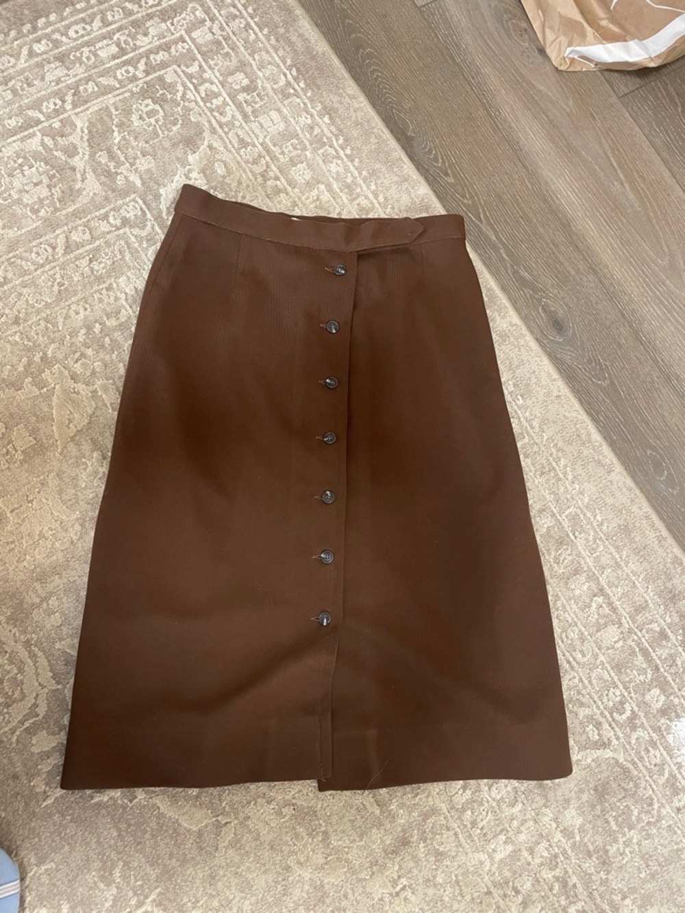 Vintage Evan Picone Chocolate Brown Button-Front Midi Skirt
